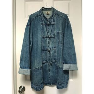 Vintage Cottonfield oversized mandarin collar denim jacket